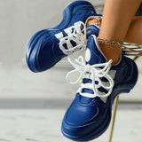 Herstyled Trendy Lace-Up Front Wedge Sneakers