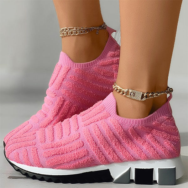 Herstyled Fluffy Patch Slip On Sneakers