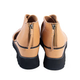 Herstyled Stylish Miniwedge Soft Leather Back Zip Sandals