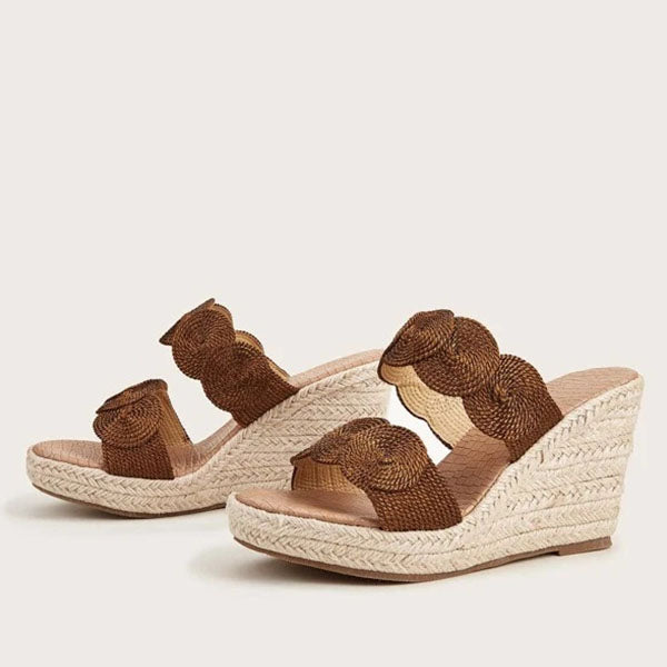 Herstyled Weave Detail Espadrille Wedge Slide Sandals