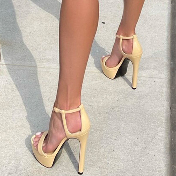 Herstyled Gorgeous Ankle Strap Platform Sleek Heels