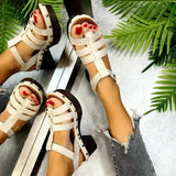Herstyled Cage Buckle Strap Open Toe Mid Heel Sandals