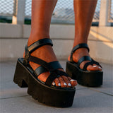 Herstyled Trendy Gladiator Velcro Platform Sandals