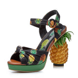 Herstyled Women Cute Pineapple Peep Toe High Heeled Sandals