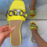Herstyled Women's Chic Chain Gem Detail On Strap Sandals