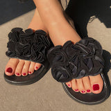 Herstyled Women Casual Fashion Pu Flower Adornment Flat Sandals