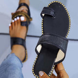 Herstyled Women's Pu Flat Heel Sandals Peep Toe Slippers