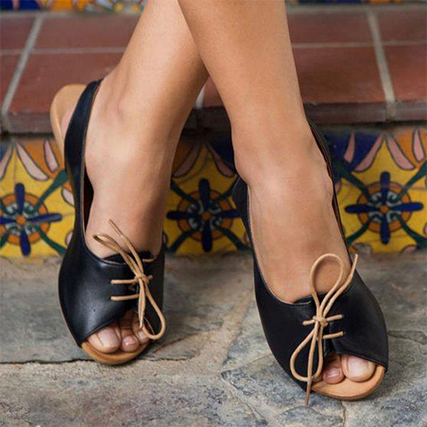 Herstyled Women's Summer Elastic Band Lace-Up Peep Toe Sandals