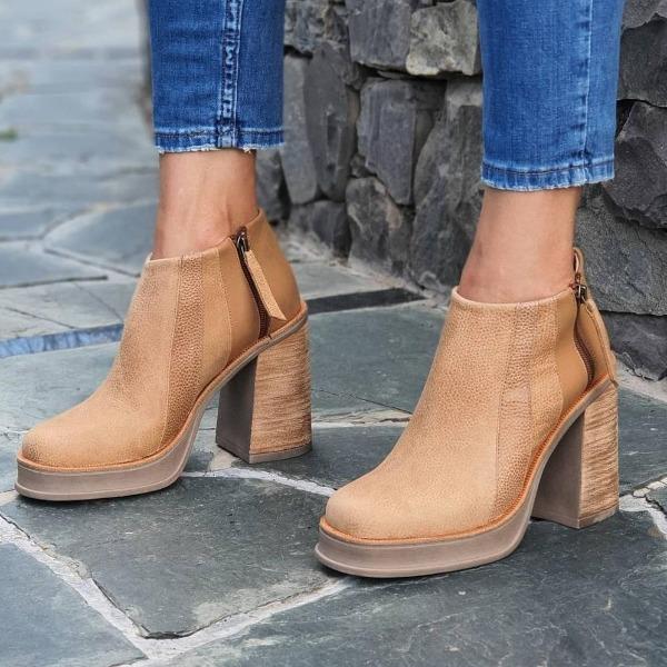 Herstyled Stitched Platform Ankle Boots