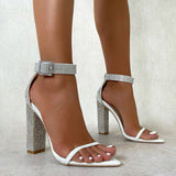 Herstyled Women's Fashion Diamante Block Heels