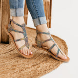 Herstyled Women's Snake Print Buckle Casual Sandals