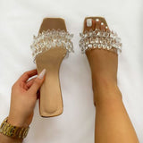 Herstyled Women's Mirror Clear Gem Detail Sandals